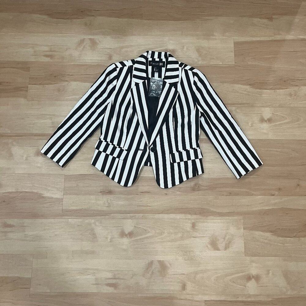 Forever 21 Black and White Pinstripe Blazer